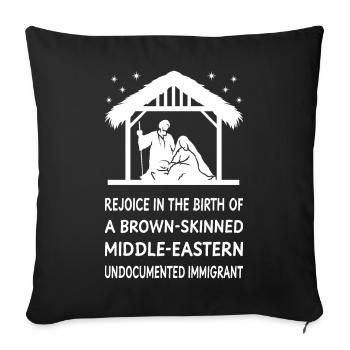 Noël - Jésus Immigrant du Moyen-Orient II - Housse de coussin décorative 45 x 45 cm - noir - Devant
