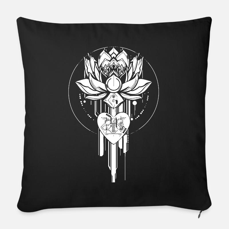 Cyberlotus White - Sofakissenbezug 45 x 45 cm - Schwarz