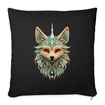 Mystical fox with piercing red eyes. - Sofa pillowcase 17,3'' x 17,3'' (45 x 45 cm) - black - Front