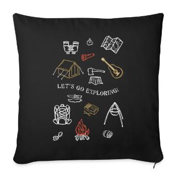 Camping Adventure Outline Design - Sofa pillowcase 17,3'' x 17,3'' (45 x 45 cm) - black - Front