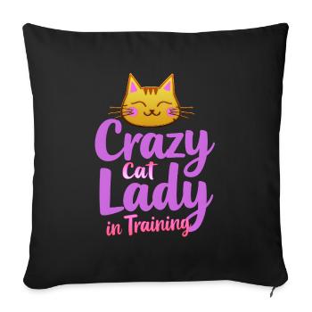 Dame folle des Chats - Crazy Cat Lady - Sofa pillowcase 17,3'' x 17,3'' (45 x 45 cm) - black - Front