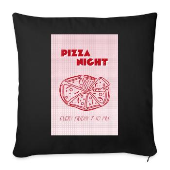 Bienvenue à la Soirée Pizza - rouge-rose - Style de fête - Housse de coussin décorative 45 x 45 cm - noir - Devant