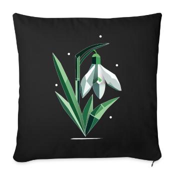 Delicate Polygonal Snowdrop Illustration - Sofa pillowcase 17,3'' x 17,3'' (45 x 45 cm) - black - Front