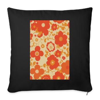Groovy Retro Vintage Floral Pattern des années 70 - Housse de coussin décorative 45 x 45 cm - noir - Devant