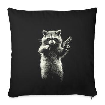 Raccoon with pistol - Sofa pillowcase 17,3'' x 17,3'' (45 x 45 cm) - black - Front