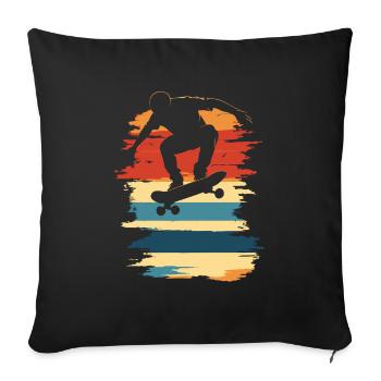 Skateboard Retro vintage Skating Skateboarding - Sofa pillowcase 17,3'' x 17,3'' (45 x 45 cm) - black - Front