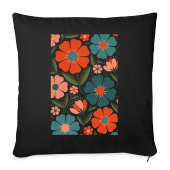 Boho Flora Flowers - Sofa pillowcase 17,3'' x 17,3'' (45 x 45 cm) - black - Front