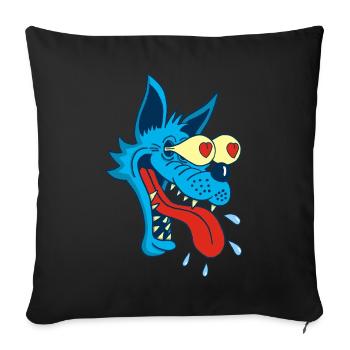 Cartoon Wolf in Love - Sofa pillowcase 17,3'' x 17,3'' (45 x 45 cm) - black - Front