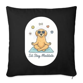 Zen Golden Retriever: The Fluffy Life Coach - Sofa pillowcase 17,3'' x 17,3'' (45 x 45 cm) - black - Front
