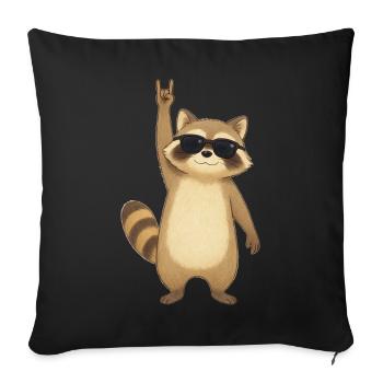 Retro Raccoon Rocker - Sofa pillowcase 17,3'' x 17,3'' (45 x 45 cm) - black - Front