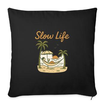 Slow Life Hammock at sunset - Sofa pillowcase 17,3'' x 17,3'' (45 x 45 cm) - black - Front
