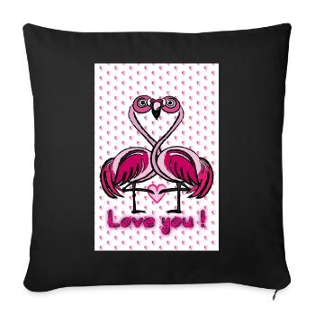 Flamingo love - Sofakissenbezug 45 x 45 cm - Schwarz - Vorne