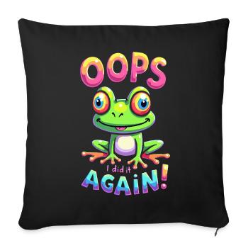 Colorful Frog with Optimistic Message - Sofa pillowcase 17,3'' x 17,3'' (45 x 45 cm) - black - Front