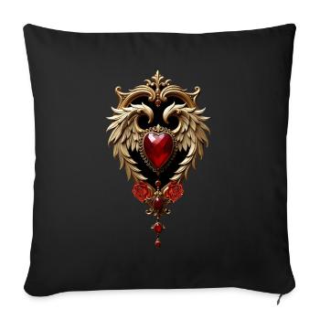 Elegance in red and gold - Sofa pillowcase 17,3'' x 17,3'' (45 x 45 cm) - black - Front