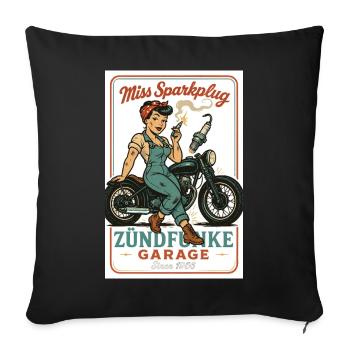 Miss Sparkplug – Zündfunke Garage Queen - Sofa pillowcase 17,3'' x 17,3'' (45 x 45 cm) - black - Front