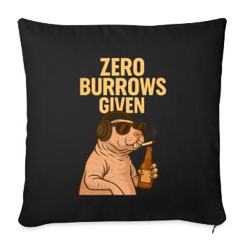 Rebellischer Nacktmull – Zero F*cks Given - Sofakissenbezug 45 x 45 cm - Schwarz - Vorne