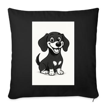 Happy dachshund black and white - Sofa pillowcase 17,3'' x 17,3'' (45 x 45 cm) - black - Front