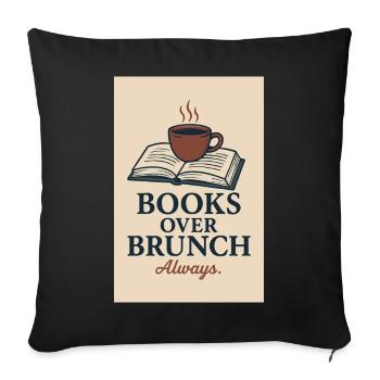 Coffee and books motif - Sofa pillowcase 17,3'' x 17,3'' (45 x 45 cm) - black - Front