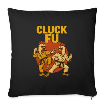 Cluck Fu – Poules Karatéka Drôles en Kimono - Housse de coussin décorative 45 x 45 cm - noir - Devant