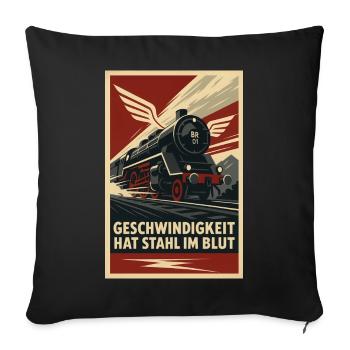 Railway speed has steel in its blood - Sofa pillowcase 17,3'' x 17,3'' (45 x 45 cm) - black - Front