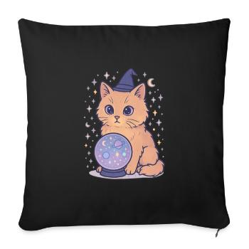 La magie féline dans la sphère spatiale - Housse de coussin décorative 45 x 45 cm - noir - Devant