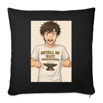 Anime Figure Detail T-Shirt - Sofa pillowcase 17,3'' x 17,3'' (45 x 45 cm) - black - Front