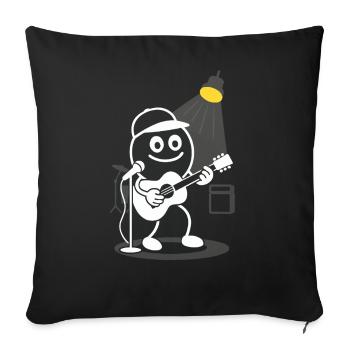 Ribbo plays guitar with heart - Sofa pillowcase 17,3'' x 17,3'' (45 x 45 cm) - black - Front