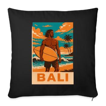 Surfers on Bali Beach Sunset - Sofa pillowcase 17,3'' x 17,3'' (45 x 45 cm) - black - Front