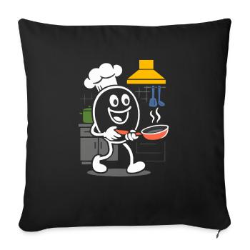 Ribbo en tant que chef – Cuisine et scène de cuisine amusantes - Housse de coussin décorative 45 x 45 cm - noir - Devant