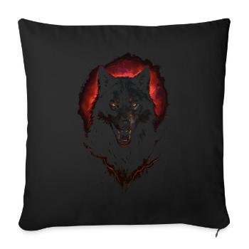 Dunkler Wolf, intensive Nachtkreatur, roter Heiligenschein - Sofakissenbezug 45 x 45 cm - Schwarz - Vorne