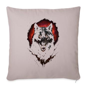 Dark Wolf Intense Night Creature Red Halo - Sofa pillowcase 17,3'' x 17,3'' (45 x 45 cm) - light taupe - Front