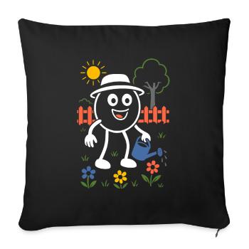 Ribbo as a hobby gardener – Funny garden scene - Sofa pillowcase 17,3'' x 17,3'' (45 x 45 cm) - black - Front