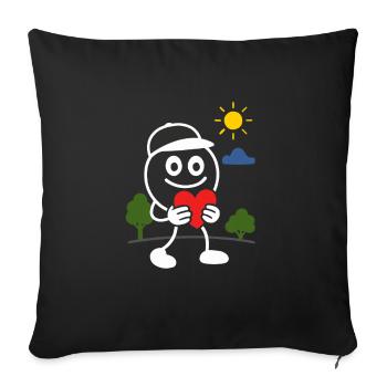 Ribbo mit Herz – Wärme und Freude verschenken - Sofakissenbezug 45 x 45 cm - Schwarz - Vorne