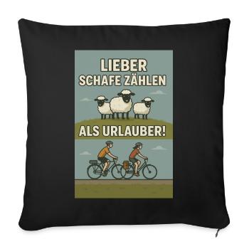 Lieber Schafe zählen als Urlauber - Sofakissenbezug 45 x 45 cm - Schwarz - Vorne