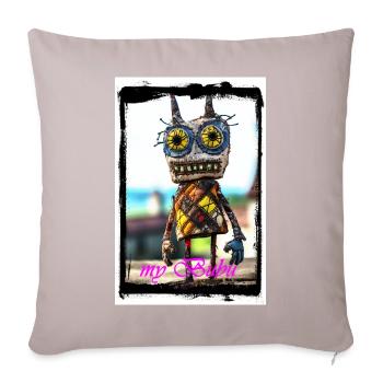 Poupée de chiffon colorée avec un visage curieux - Housse de coussin décorative 45 x 45 cm - taupe clair - Devant