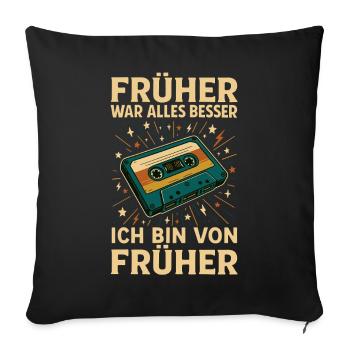 Conception de cassette rétro pour la nostalgie - Housse de coussin décorative 45 x 45 cm - noir - Devant