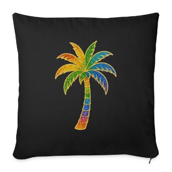 Colorful rainbow palm tree - Sofa pillowcase 17,3'' x 17,3'' (45 x 45 cm) - black - Front