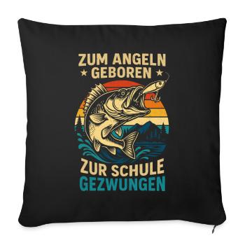 Né pour pêcher, forcé de s’entraîner, pêcheur - Housse de coussin décorative 45 x 45 cm - noir - Devant