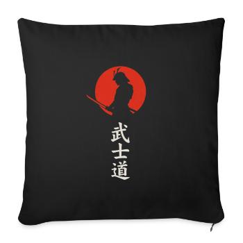 Samurai Silhouette vor roter Sonne – Bushidō - Sofakissenbezug 45 x 45 cm - Schwarz - Vorne