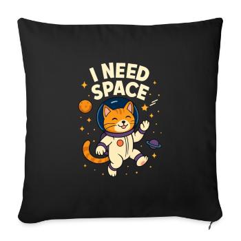Mignon chat astronaute de l’espace - Housse de coussin décorative 45 x 45 cm - noir - Devant