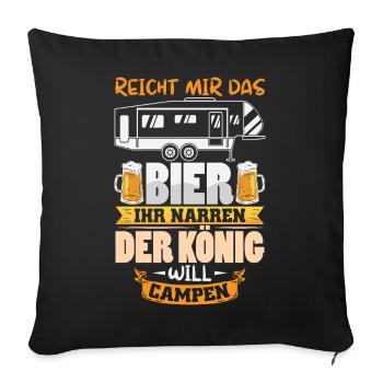 Camper Camping Caravane Dicton - Housse de coussin décorative 45 x 45 cm - noir - Devant