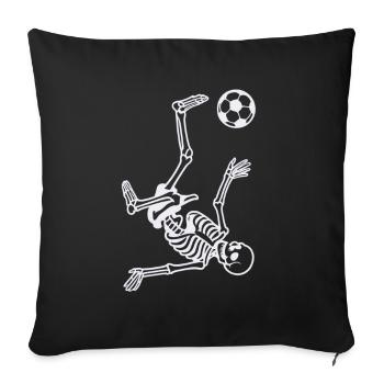 Skeleton with soccer ball makes overhead kick - Sofa pillowcase 17,3'' x 17,3'' (45 x 45 cm) - black - Front