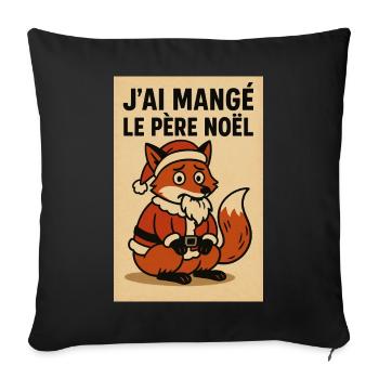 Renard festif de Noël en costume de Père Noël - Housse de coussin décorative 45 x 45 cm - noir - Devant