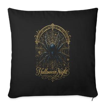 Halloween Night Spider - Golden Web Arachnid - Sofa pillowcase 17,3'' x 17,3'' (45 x 45 cm) - black - Front