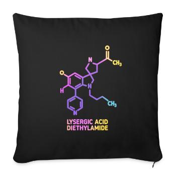 Art moléculaire psychédélique LSD - Housse de coussin décorative 45 x 45 cm - noir - Devant