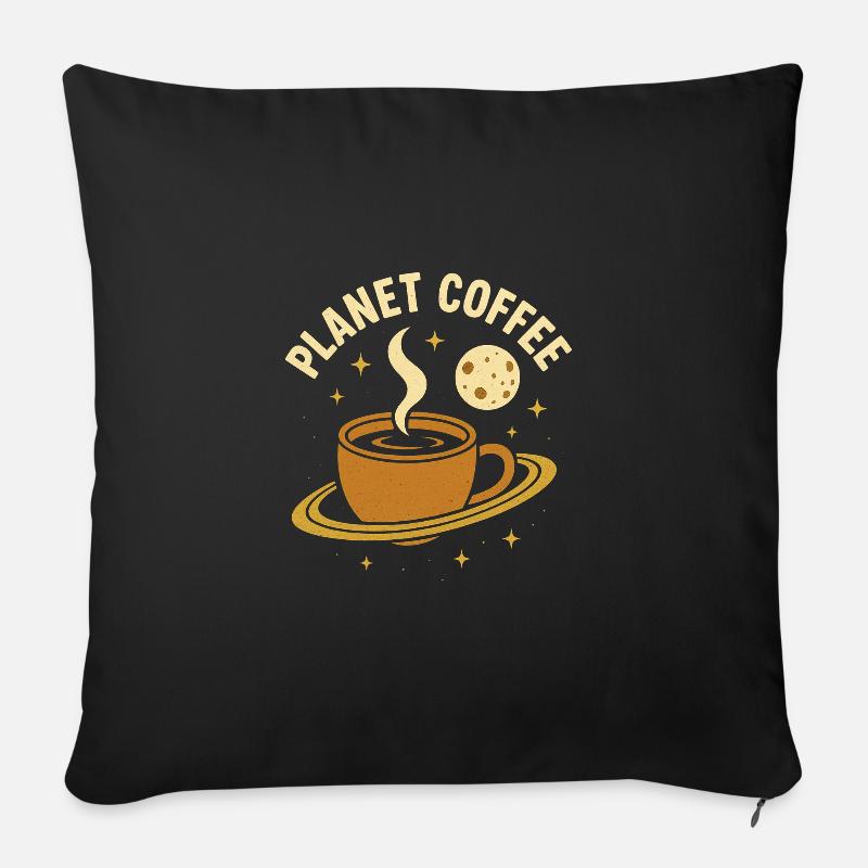 Planète Café - Housse de coussin décorative 45 x 45 cm - noir