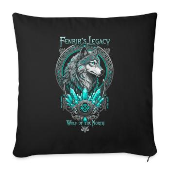 Fenrir Legacy Wolf North Crystal Cyan - Sofa pillowcase 17,3'' x 17,3'' (45 x 45 cm) - black - Front