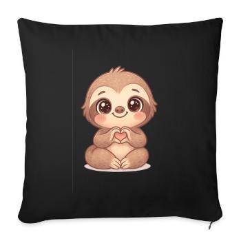 Cute sloth with heart hands - Sofa pillowcase 17,3'' x 17,3'' (45 x 45 cm) - black - Front