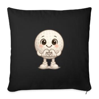 Vue du cœur du golfeur de la balle de golf câline - Housse de coussin décorative 45 x 45 cm - noir - Devant