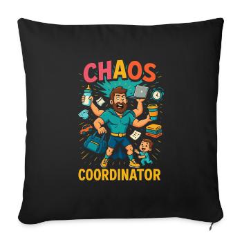 Coordinateur du Chaos – Chemise Funny Sayings pour Elt - Housse de coussin décorative 45 x 45 cm - noir - Devant
